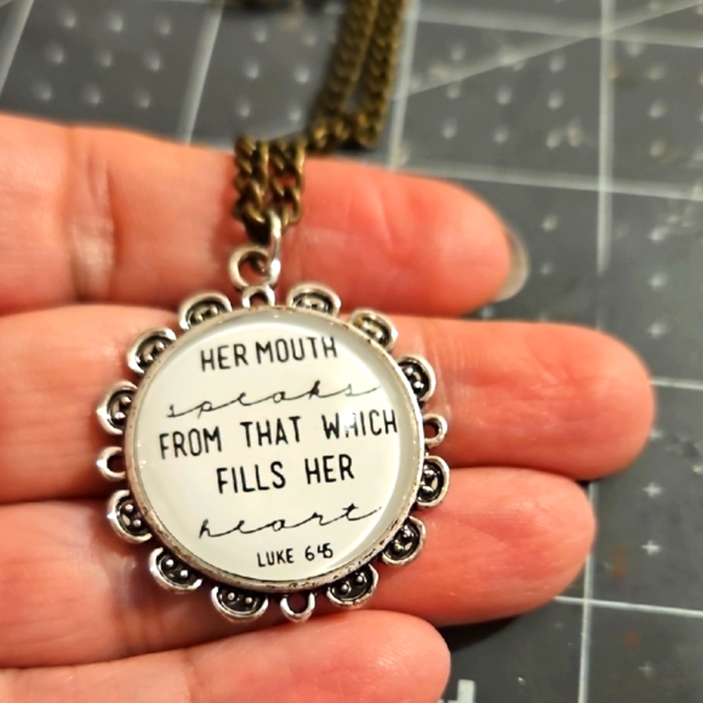 Silver Inspirational Pendant Necklace Length 14"